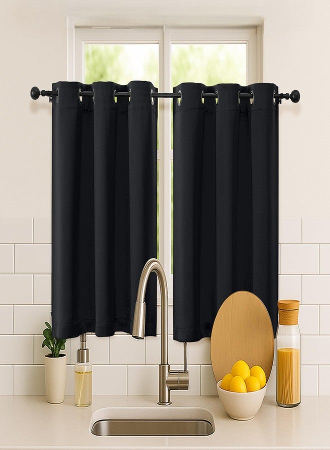 Simplebrand Halloween Black Short Cafe Curtains 36 Inch Length 2 Panels Set, Half Window Grommet Privacy Drape Tiers for Kitchen, Thermal Insulated Curtains Blackout for Bathroom Shades, W40 x L36 - Image 1