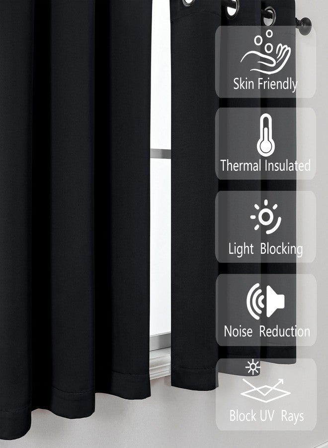 Simplebrand Halloween Black Short Cafe Curtains 36 Inch Length 2 Panels Set, Half Window Grommet Privacy Drape Tiers for Kitchen, Thermal Insulated Curtains Blackout for Bathroom Shades, W40 x L36 - Image 2