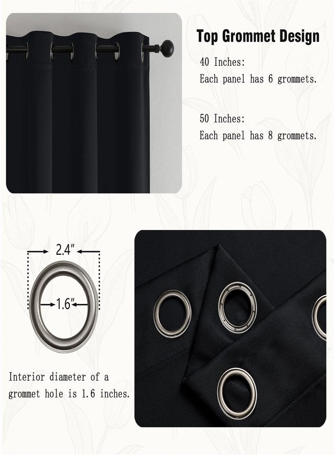 Simplebrand Halloween Black Short Cafe Curtains 36 Inch Length 2 Panels Set, Half Window Grommet Privacy Drape Tiers for Kitchen, Thermal Insulated Curtains Blackout for Bathroom Shades, W40 x L36 - Image 3