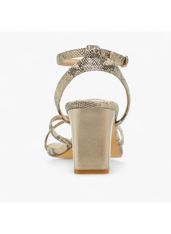 فلورا بيلا من شو إكسبرس Women Ankle Strap Sandals with Block Heels and Buckle Closure
