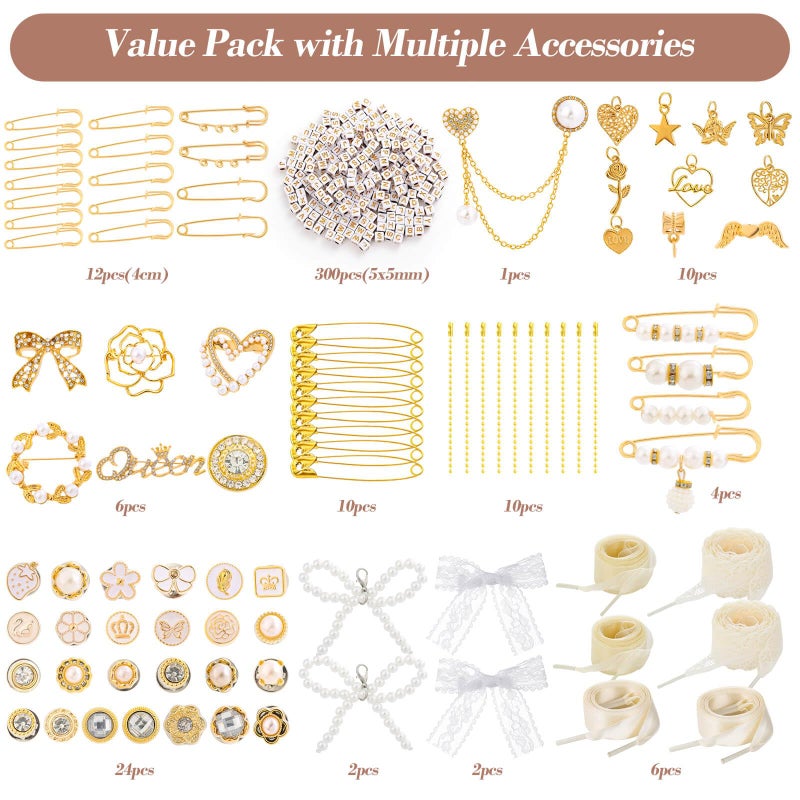 Tetutor 389 pcs Shoe Charms for Sneakers, Junk Socks Charms Kit, Pearl and Rhinestone Shoelace Charm with Brooches and Pins for Women, DIY Accessories for Decorating and Personalizing Socks - Image 2