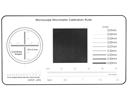 TOSUKKI Multifunction Microscope Micrometer Calibration Ruler Slide，Microscope Reticle Micrometer/Microscope Calibration Grid/Microscope Camera Calibration Slide/Micrometer Ruler for Microscope - Image 1