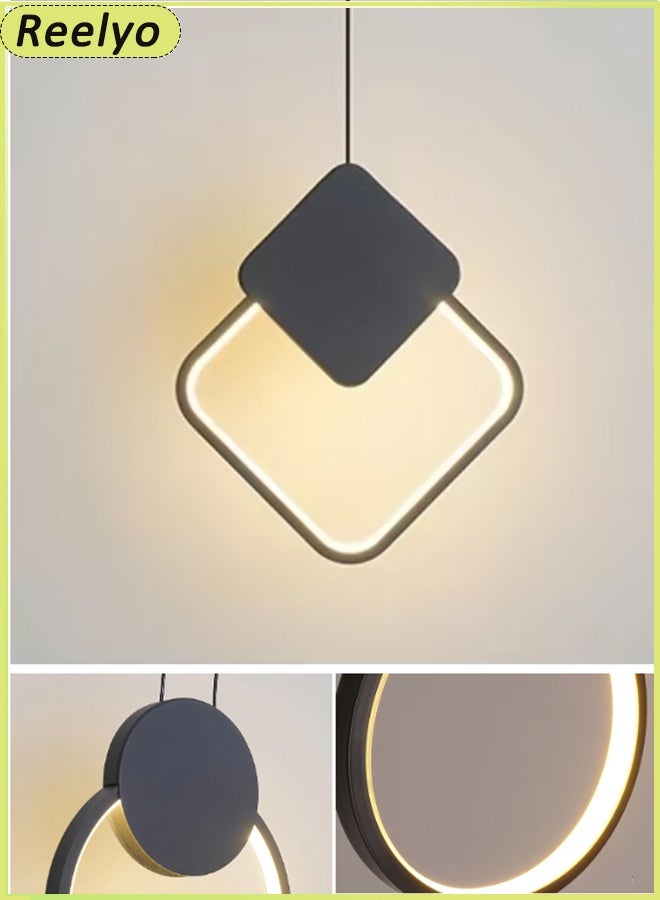 Reelyo Led Pendant Nordic Lights Indoor Lighting Adjustable Integrated Hanging Lamp Small Modern Led Pendant Light Three-colours For Home Bedside Living Room Decoration Dining Tables Aisle Modern Light Nordic Iron Retro Loft Home Living Room Hanging Lamps Bedroom Luminaria Lighting, Kitchen Island Pendant Lights Fixtures BLACK 24W - Image 4