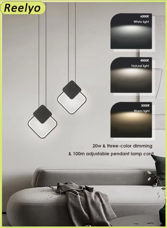 Reelyo Led Pendant Nordic Lights Indoor Lighting Adjustable Integrated Hanging Lamp Small Modern Led Pendant Light Three-colours For Home Bedside Living Room Decoration Dining Tables Aisle Modern Light Nordic Iron Retro Loft Home Living Room Hanging Lamps Bedroom Luminaria Lighting, Kitchen Island Pendant Lights Fixtures BLACK 24W - Image 1