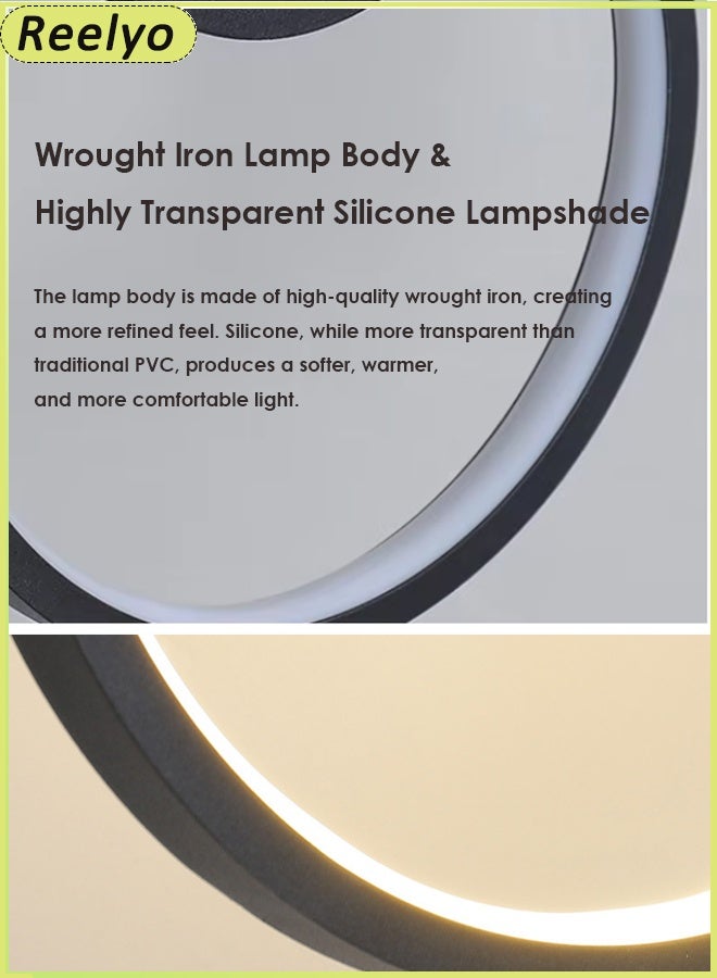 Reelyo Led Pendant Nordic Lights Indoor Lighting Adjustable Integrated Hanging Lamp Small Modern Led Pendant Light Three-colours For Home Bedside Living Room Decoration Dining Tables Aisle Modern Light Nordic Iron Retro Loft Home Living Room Hanging Lamps Bedroom Luminaria Lighting, Kitchen Island Pendant Lights Fixtures BLACK 24W - Image 3