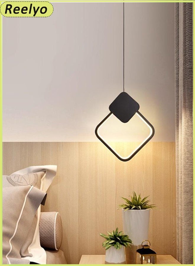 Reelyo Led Pendant Nordic Lights Indoor Lighting Adjustable Integrated Hanging Lamp Small Modern Led Pendant Light Three-colours For Home Bedside Living Room Decoration Dining Tables Aisle Modern Light Nordic Iron Retro Loft Home Living Room Hanging Lamps Bedroom Luminaria Lighting, Kitchen Island Pendant Lights Fixtures BLACK 24W - Image 5