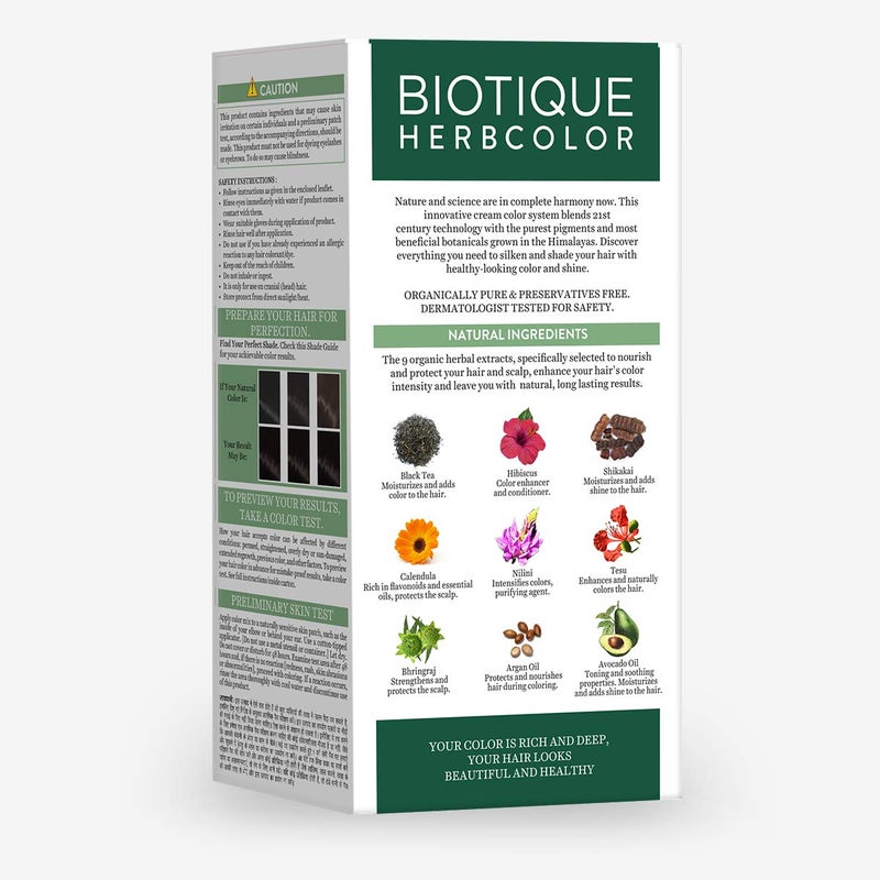 Biotique Herbcolor Conditioning Hair Colour l Ammonia Free Hair Color l 9 Organic Herbal Extracts l Natural and Healthy Shine l 50g 110ml Darkest Brown 3N Pack of 3 - Image 2