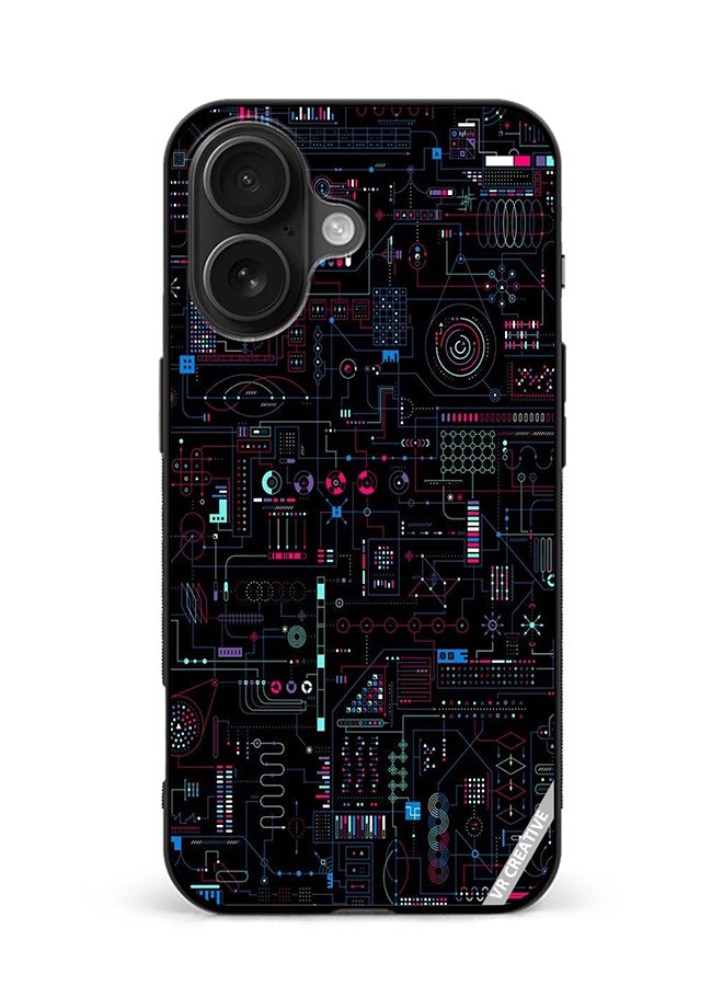 Protective Case Cover For Apple iPhone 16 Plus Circuit Board Design Multicolour