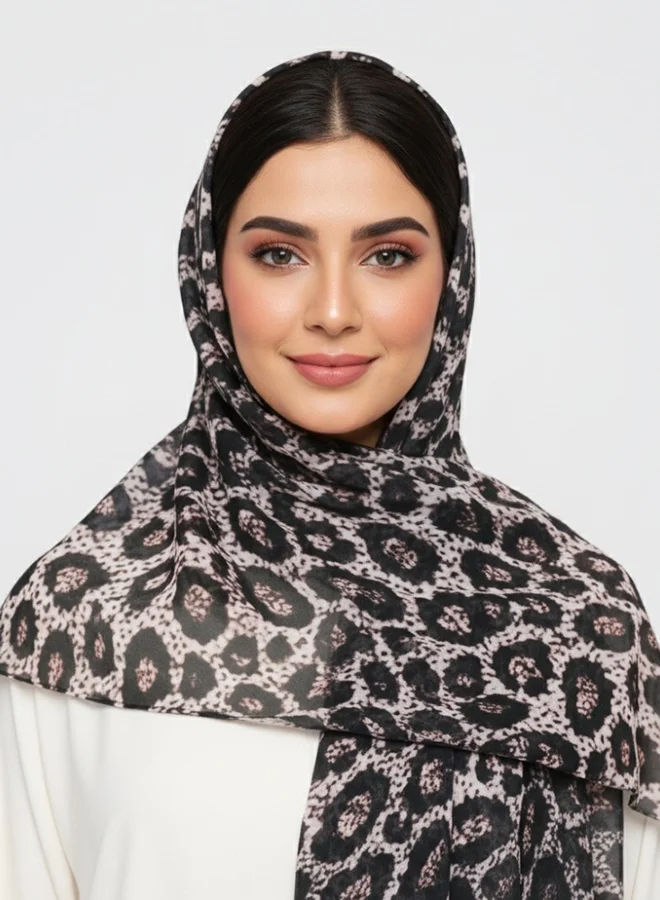 عبايات لمحة طرحة سموكي ليوبارد – شيفون بنقشة ليوبارد ناعمة