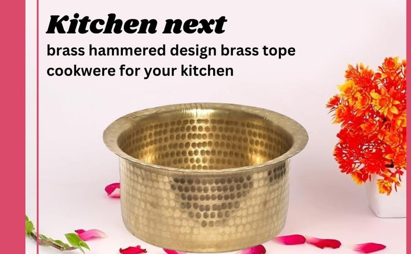KITCHEN NEXT Brass Hammered Patila Brass Tope Brass Cookware Patila Round Tapeli Bhagona 15 Liter25 Liter35 Liter Set of 3 Combo Gold - Image 2