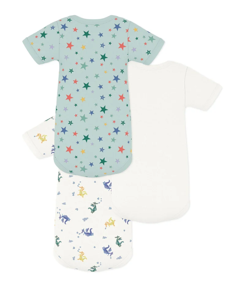 بيتي باتو Pack Of Short-Sleeved Dragon Print Cotton Bodies For Babies