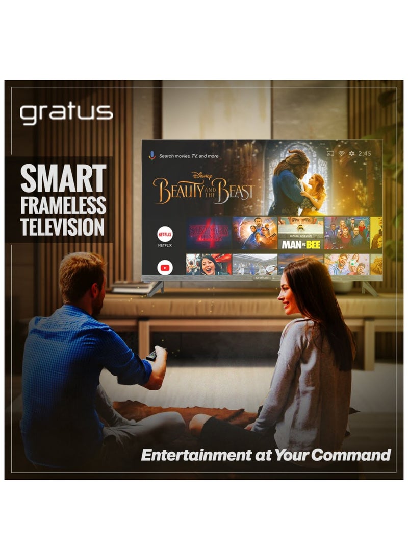 gratus - Gratus 32″ Edgeless HD ready LED Smart TV, DVB T2/S2 Built-in receiver, Android 12, 2 USB, 3 HDMI, High Resolution, Superior Sound, Model- LT32A23H - Image 1