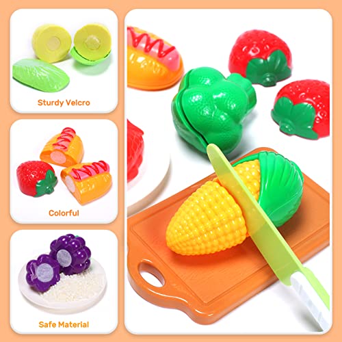 CUTE STONE Play Kitchen Accessories Toy, Play Food Sets for Kids Kitchen, Pretend Kitchen Set for Kids with Play Pots, Pans, Toddler Kitchen Playset Kitchen Toys for Girls Boys - Image 5