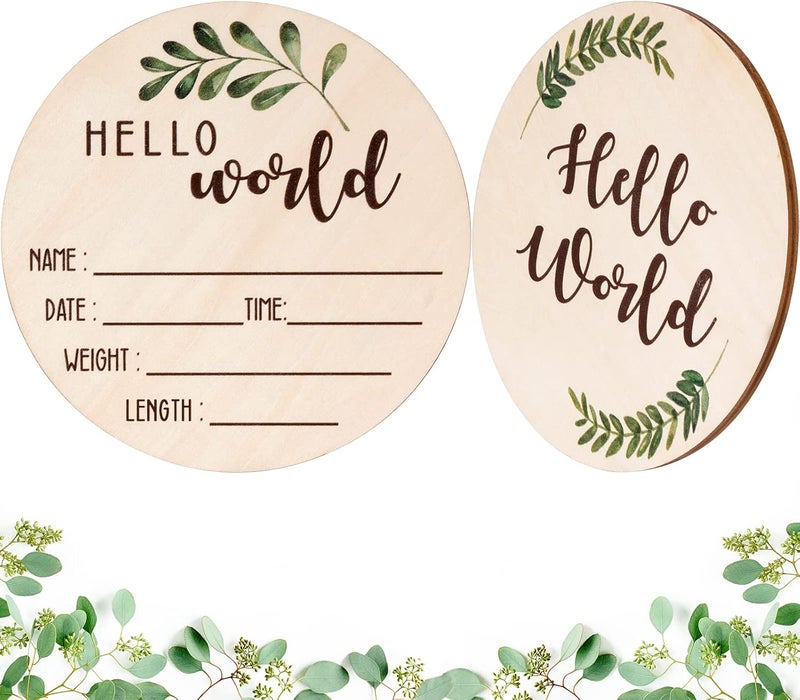Al Raied ARS® Baby Announcement Sign for Newborn - Double-Sided Hello World Name Sign - Image 1