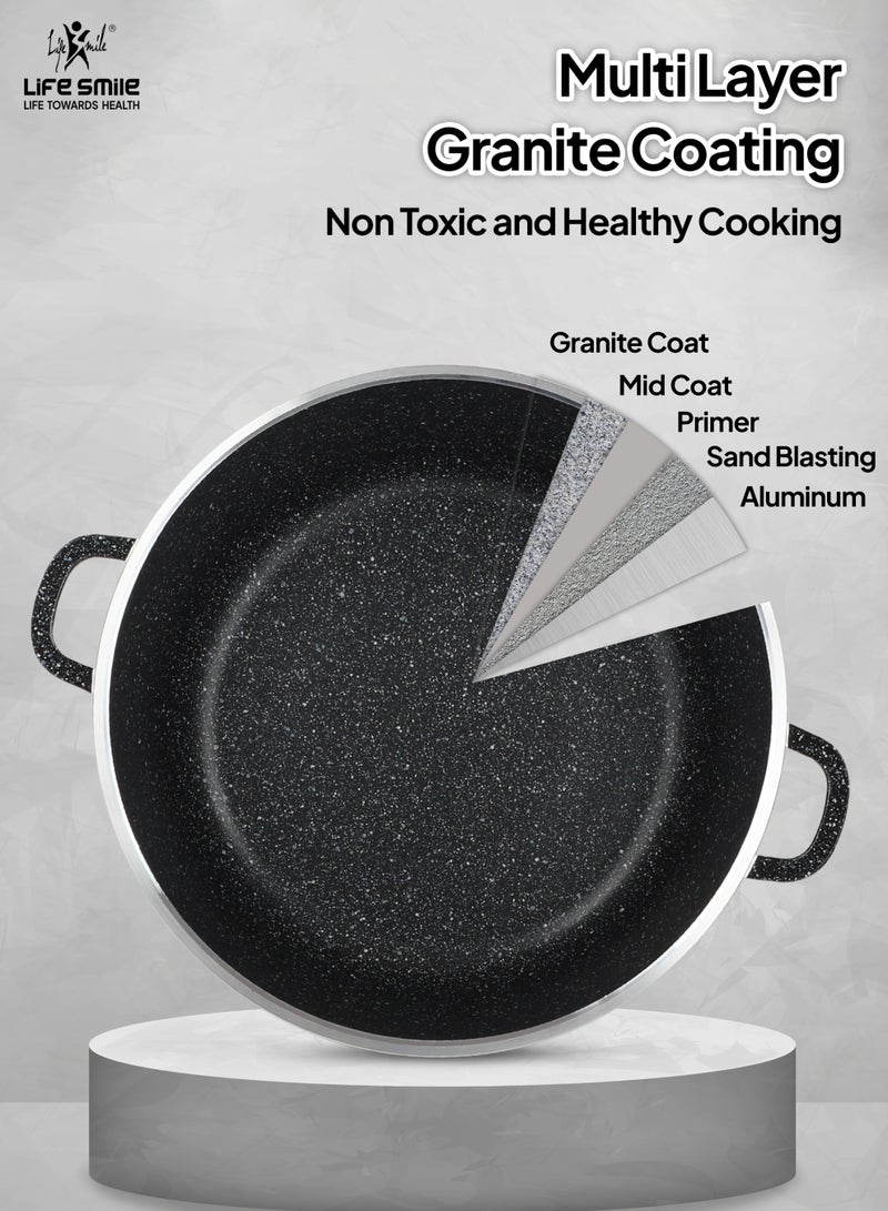 Life Smile 11-Piece Nonstick Granite Cookware Set – Premium Cookwares, Pots and Pans with Lids | Includes 28cm Soup Pot (6.7L), 28cm Shallow Pot (3.9L), 24cm Frying Pan (2.4L), 16cm Sauce Pan (1.3L) & 3 Kitchen Utensils - Image 3