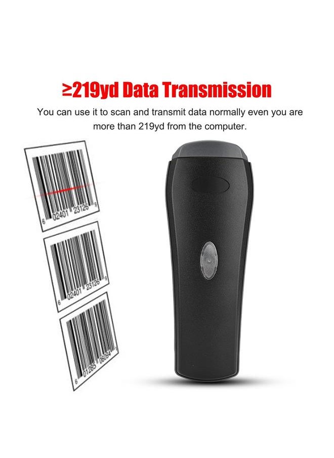 300 Times/Second Wireless QR Code Scanner ≥20-hour Decoding Wireless QR Reader with Base -Black
