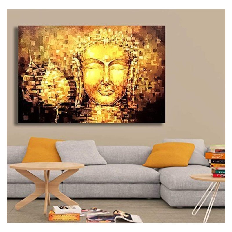 PAPER PLANE DESIGN Rectangular 'Lord Buddha' Paintings (Canvas, 30 cm X 0.2 cm X 46 cm) - Image 1