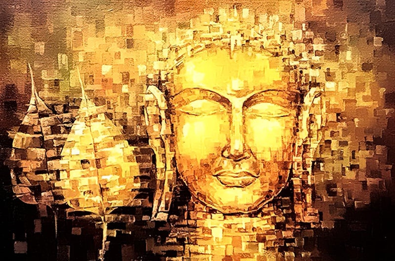 PAPER PLANE DESIGN Rectangular 'Lord Buddha' Paintings (Canvas, 30 cm X 0.2 cm X 46 cm) - Image 2