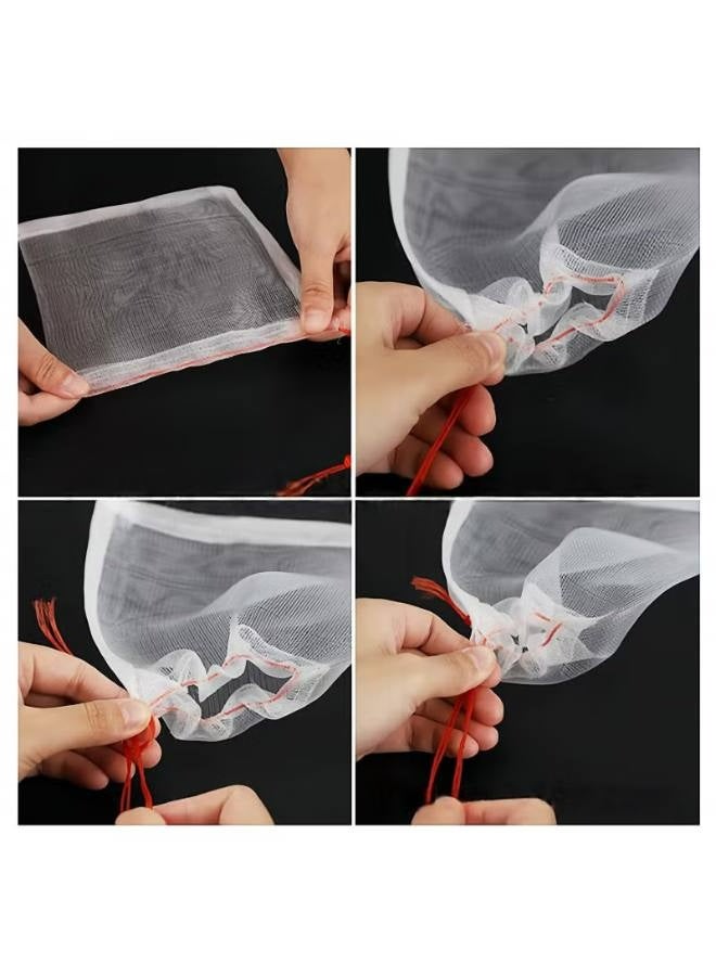 20 Pack Protection Net Bags with Drawstring, Reusable Nylon Bird Insect Bird Barrier Screen for Vegetables Fruit Flowers - Image 3