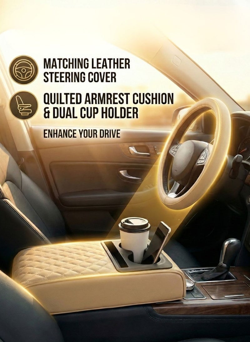 Portbae Premium Car Steering Wheel Cover & Central Control Armrest – Comfort Grip, Anti-Slip Design, Luxury Interior Upgrade - Image 2