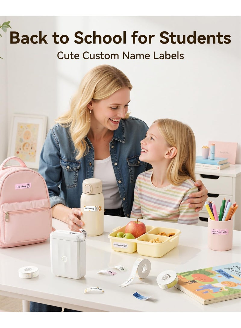 Label Maker Machine Bluetooth Label Printer for School Home Office Organization, Wireless Mini Labeler D110 Upgraded Version, Label Machine with Label, White - Image 2