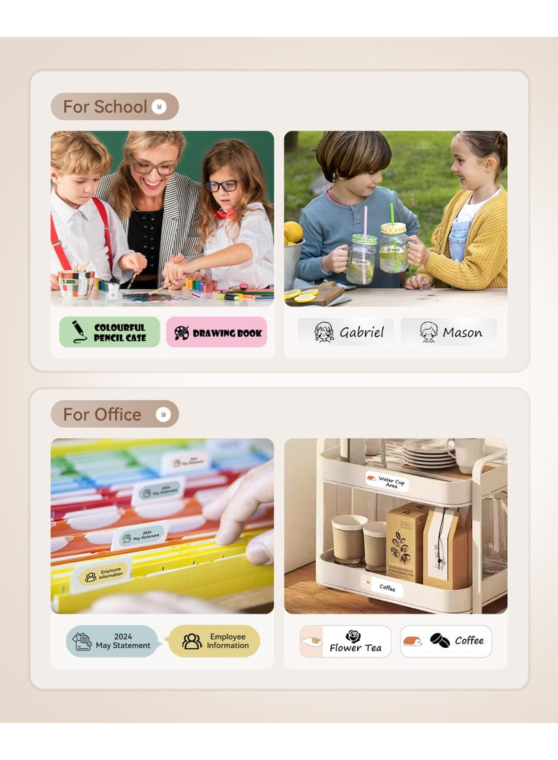 Label Maker Machine Bluetooth Label Printer for School Home Office Organization, Wireless Mini Labeler D110 Upgraded Version, Label Machine with Label, White - Image 3