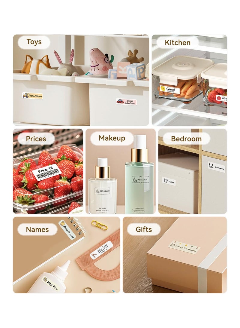 Label Maker Machine Bluetooth Label Printer for School Home Office Organization, Wireless Mini Labeler D110 Upgraded Version, Label Machine with Label, White - Image 4