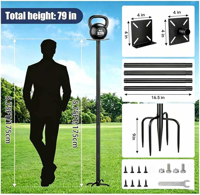 MIUVIBENI Adjustable Smart Bird Feeder Pole 93 Inch,Bluebird House Pole for Outdoors Weather Station Heavy Duty Metal Mounting Kit Adjustable Bird Feeder Stand,Black - Image 3