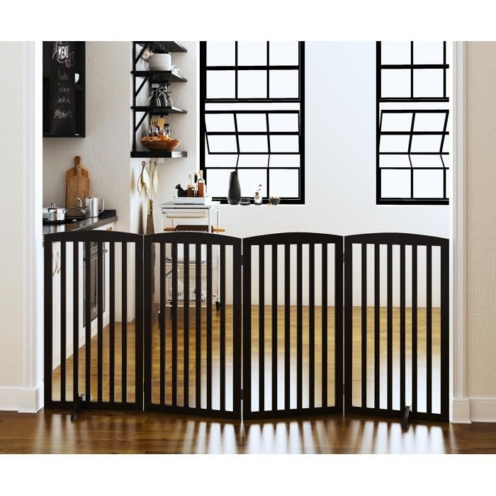 View of EMIWUD FURNITURE Wooden Freestanding Pet Room Divider for Kids' Safety ...
