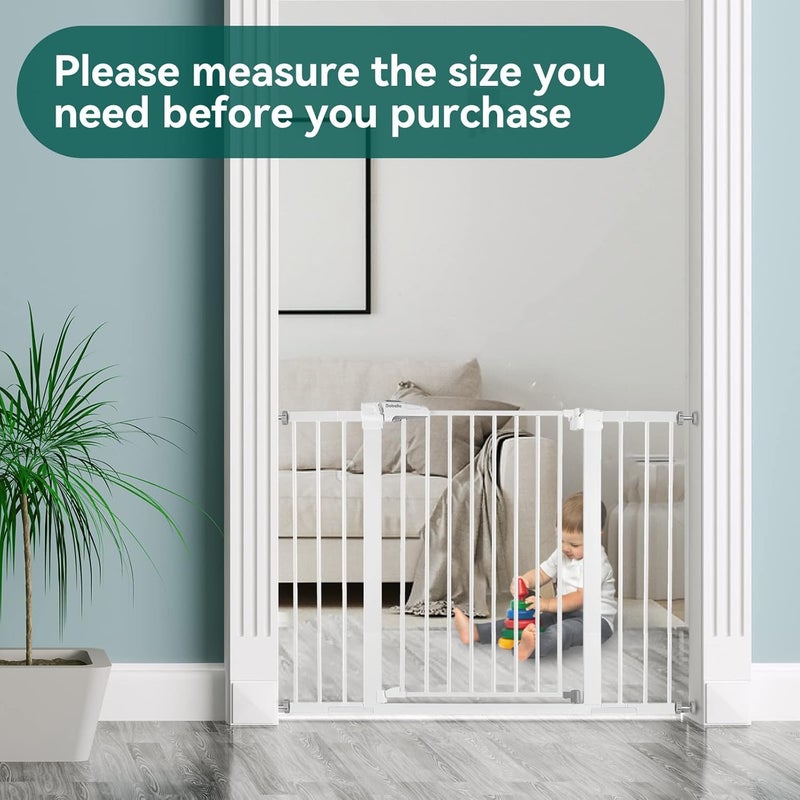 BABELIO بابلينو موسع بوابة الكلاب المعدنية 55 بوصة 14 سم أبيض ملحق بوابة الحيوانات الأليفة موسع بوابة الحيوانات الأليفة العريضة للدرج والمداخل بدون أدوات بدون حفر 36 بوصة - Image 4