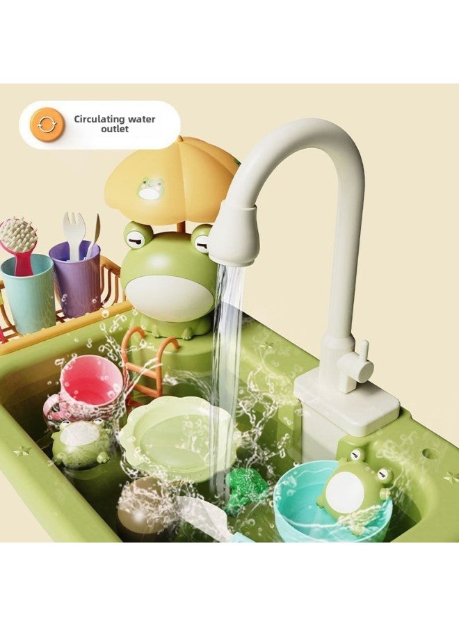 Electric Toy Dishwasher Kids Kitchen Simulation Playset Girls Pretend Cooking Sink Pool Table Dollhouse Accessories Plastic Toys-Color:【Little Frog】 Electric Dishwasher No Gift Box-Specifications:recommend 【rechargeable Battery Suit Apron】】 - Image 3