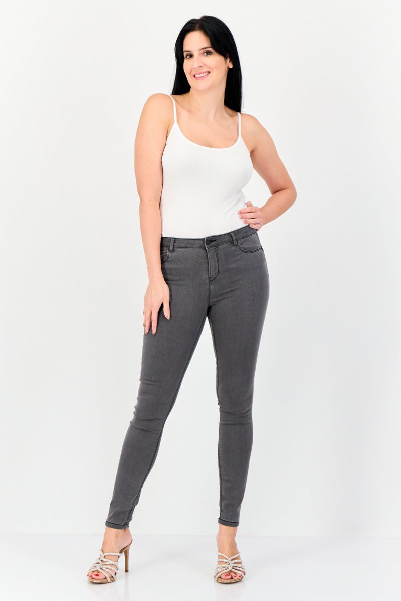 ONLY Jdy By Only Women Regular Fit Washed Stretchable Jeans, Grey  - Image 3