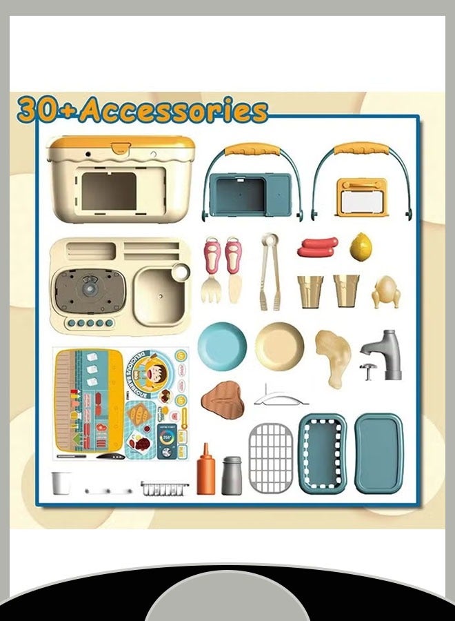 Children's Kitchen Toy Set,Portable Kids Pretend Play Cooking Toy with Music and Lights, Food Cooking Pretend Play Toys for Children of All Ages - Image 3