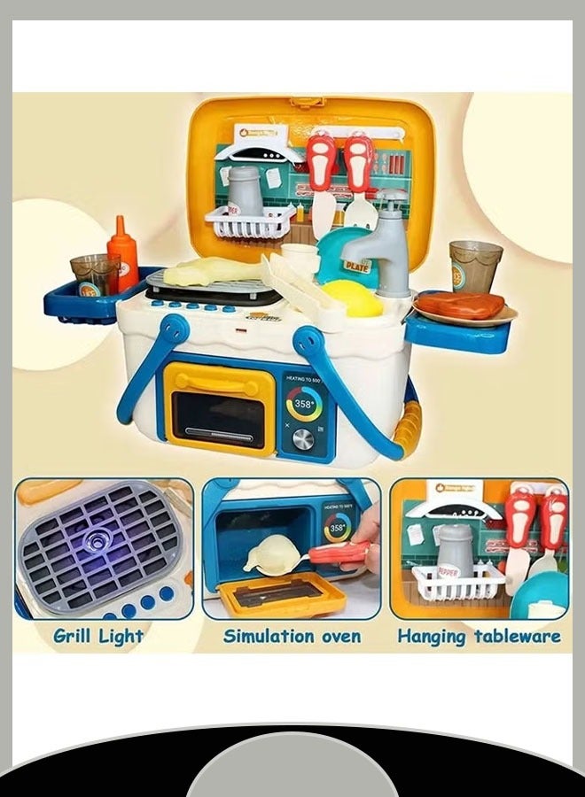 Children's Kitchen Toy Set,Portable Kids Pretend Play Cooking Toy with Music and Lights, Food Cooking Pretend Play Toys for Children of All Ages - Image 4