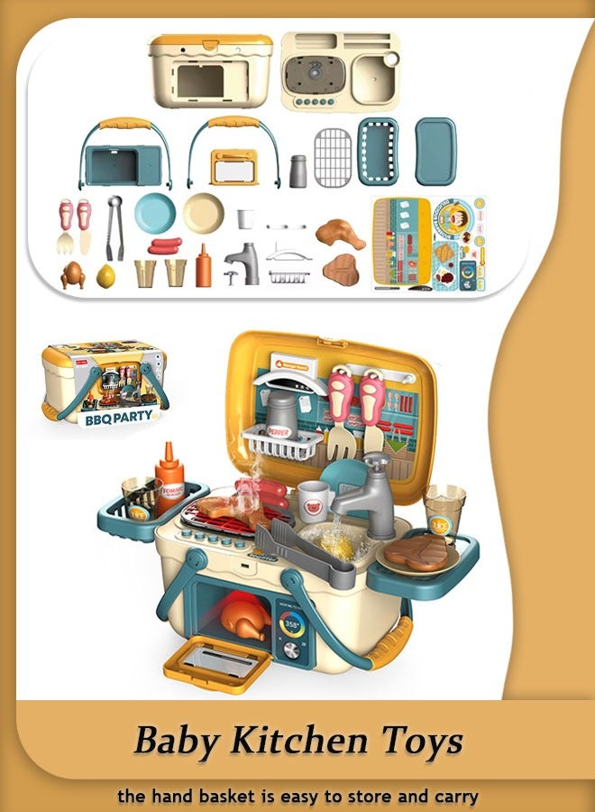 Children's Kitchen Toy Set,Portable Kids Pretend Play Cooking Toy with Music and Lights, Food Cooking Pretend Play Toys for Children of All Ages - Image 1