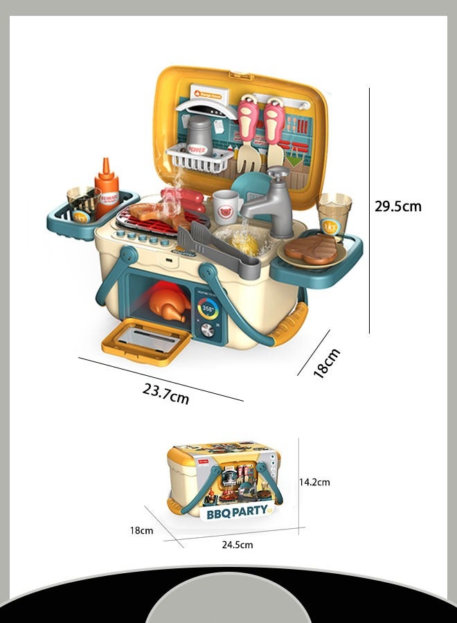 Children's Kitchen Toy Set,Portable Kids Pretend Play Cooking Toy with Music and Lights, Food Cooking Pretend Play Toys for Children of All Ages - Image 2