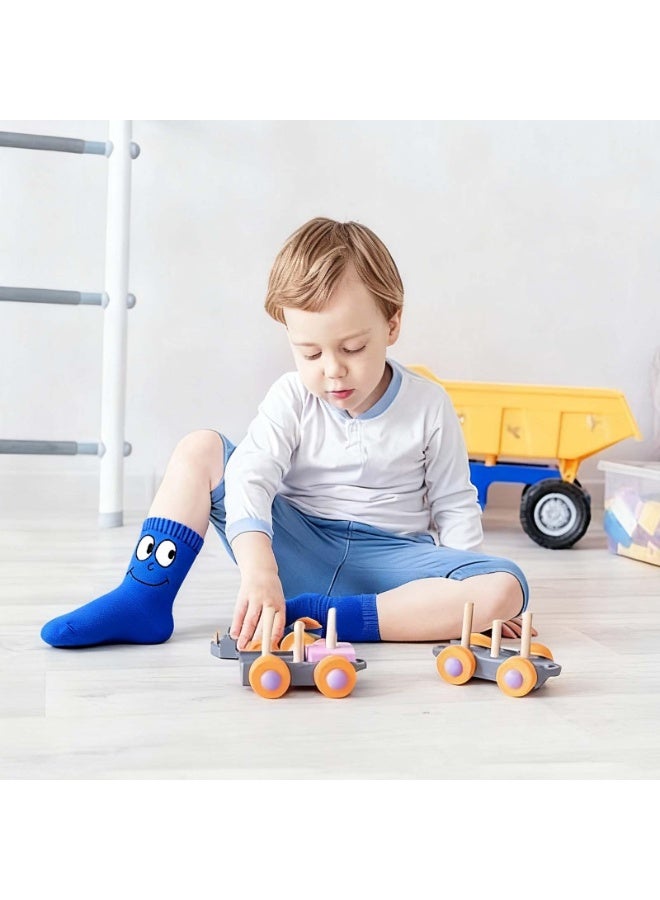NajmStyle Kids Socks, 5 Pairs of Funny Cartoon Socks Boys & Girls, Cotton Crew Kids Socks, Cozy Socks , Four Seasons Wear Happy Cartoon Cute Funny Face Emoticon Short Socks - Image 4