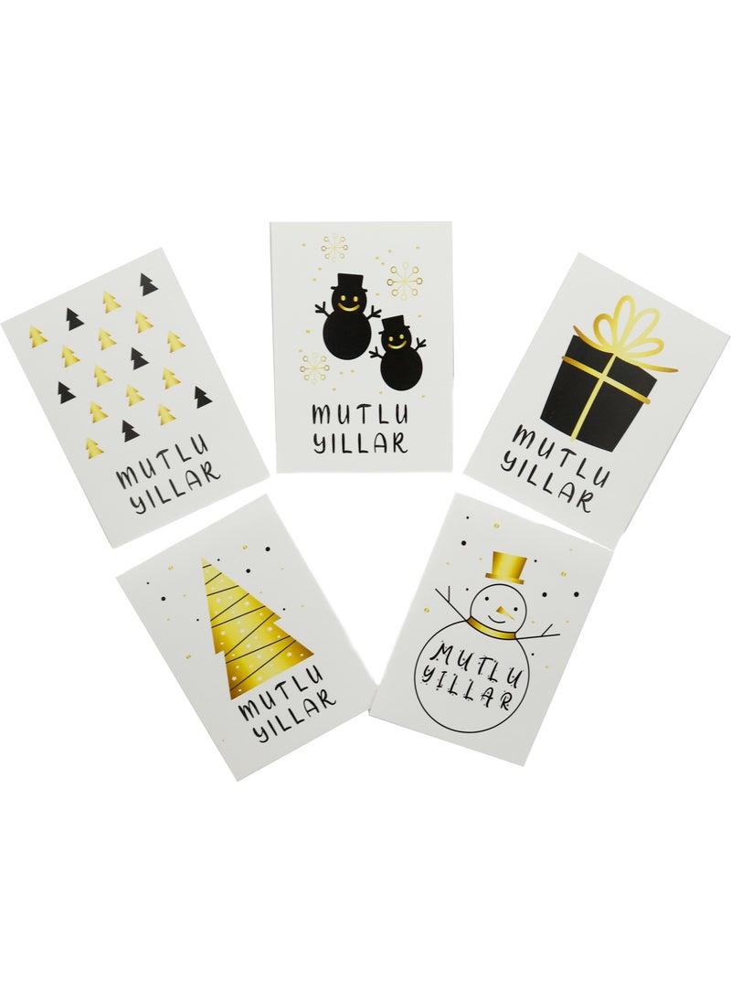 Repro Design 10X14 cm New Year Themed 5 Pieces Greeting Card Model-11 Happy New Year  - Image 5