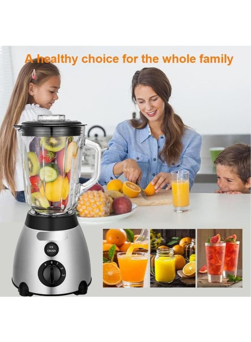 راكسوم خلاط 2 في 1 من الفولاذ المقاوم للصدأ، وعاء سعة 1.5 لتر، KNB6389 سرعتان مع شفرات وظيفة النبض، مطحنة العصائر، مزج، تقطيع، طحن، فضي - Image 4