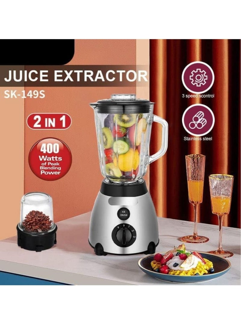 راكسوم خلاط 2 في 1 من الفولاذ المقاوم للصدأ، وعاء سعة 1.5 لتر، KNB6389 سرعتان مع شفرات وظيفة النبض، مطحنة العصائر، مزج، تقطيع، طحن، فضي - Image 3