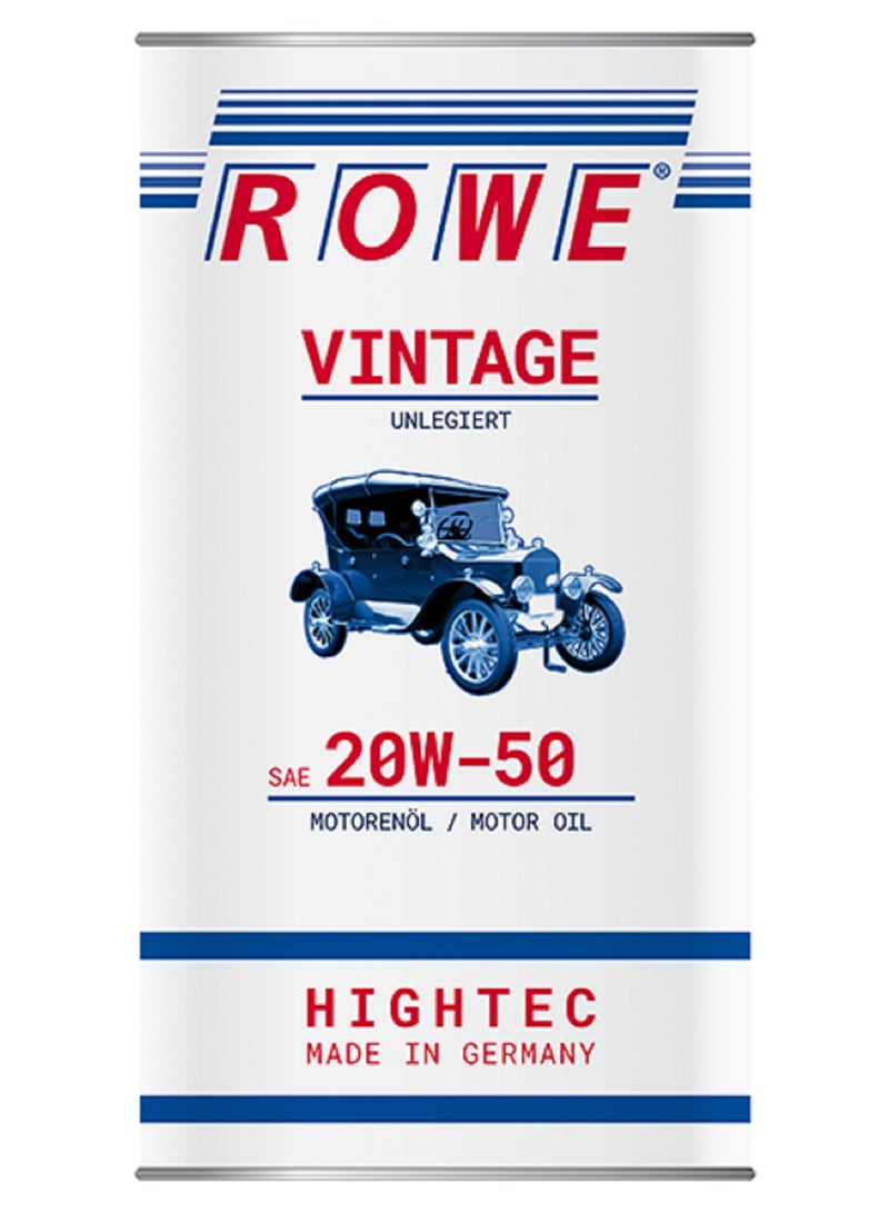 ROWE HIGHTEC VINTAGE ENGINE OIL SAE 20W-50 UNLEGIERT -5 Ltr. (Germany)