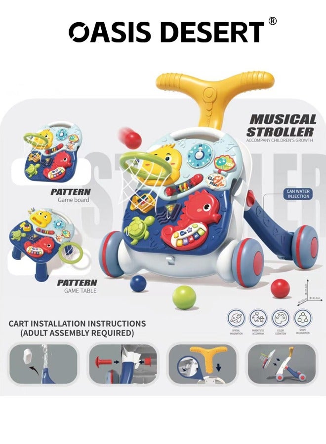 صحراء الواحة 2 في 1 مشاية متعددة الوظائف جالسة عمودية التعليم المبكر مركز نشاط الأطفال التعلم المشاية المتنقلة لعبة تعلم الموسيقى اللعب - Image 3