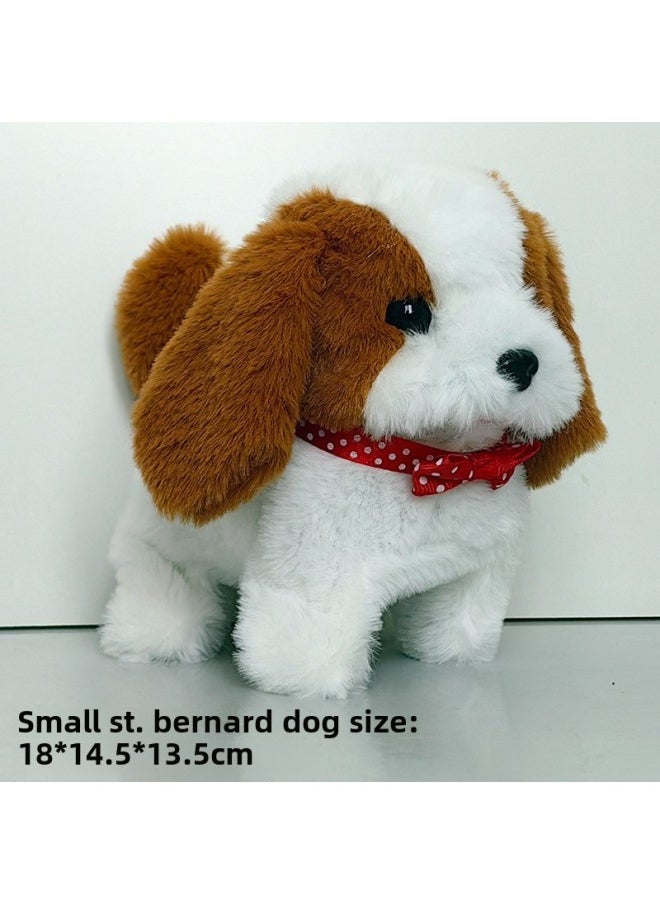 Electric Simulation Animal Plush Pet Dog Small White Rabbit Beating Sound Adorable Pet Teddy Dog Husky Tail Swing-Colors:Little St. Bernard-Specifications:Send Ordinary Battery  - Image 1
