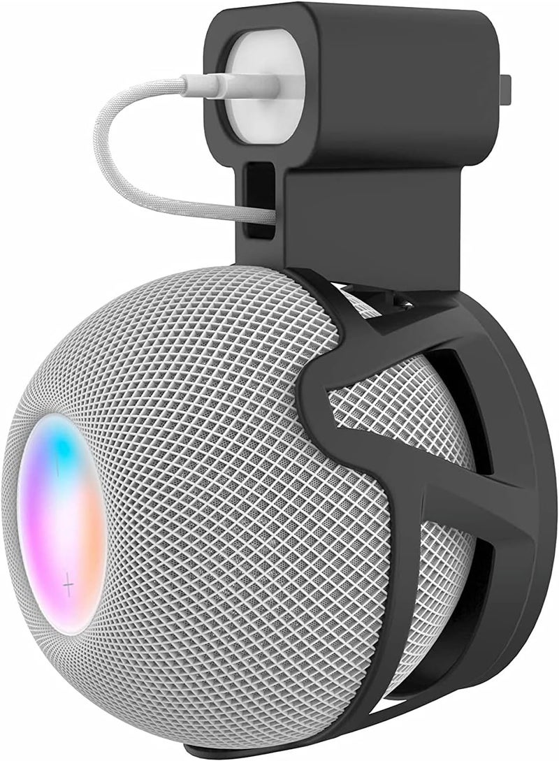 CUHIOY Outlet Wall Mount Holder for Homepod Mini, Plug Mount Stand with Cord Management for Space-Saving, No Messy Cords or Screws, Perfect Accessories for Homepod Mini Speaker (Black, 1 Pack) - Image 1