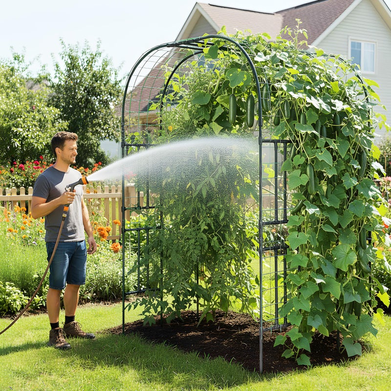 Aohanoi Garden Arch Trellis for Climbing Plants, 7.22 FT Tall Large Arbour Archway for Rose Vine Cucumber Vegetables, Wide Garden Arch for Lawn, Party, Ceremony Wedding Decoration. - Image 2