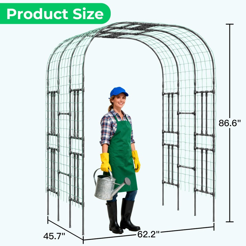 Aohanoi Garden Arch Trellis for Climbing Plants, 7.22 FT Tall Large Arbour Archway for Rose Vine Cucumber Vegetables, Wide Garden Arch for Lawn, Party, Ceremony Wedding Decoration. - Image 3