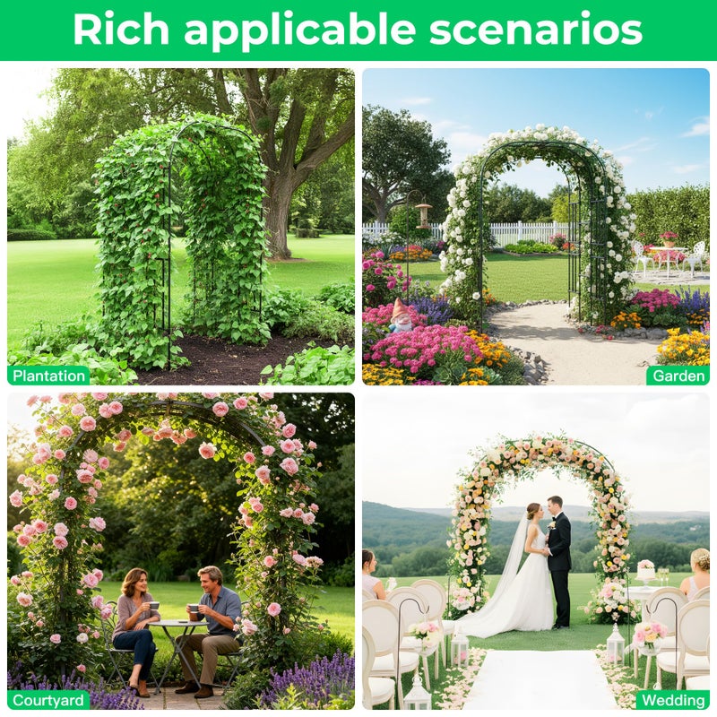 Aohanoi Garden Arch Trellis for Climbing Plants, 7.22 FT Tall Large Arbour Archway for Rose Vine Cucumber Vegetables, Wide Garden Arch for Lawn, Party, Ceremony Wedding Decoration. - Image 5