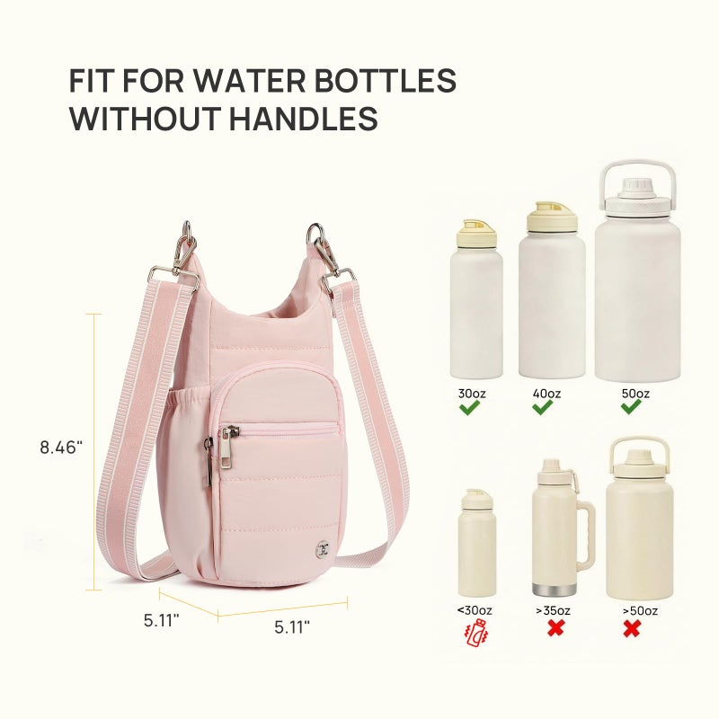 Telena Water Bottle Holder with Strap RFID Crossbody Bags for Women for Walking, Hiking, Cycling Pink - Image 3