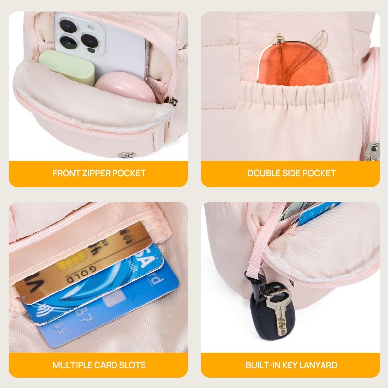Telena Water Bottle Holder with Strap RFID Crossbody Bags for Women for Walking, Hiking, Cycling Pink - Image 5