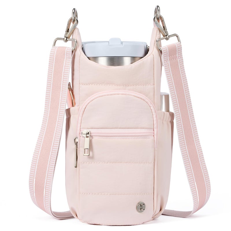 Telena Water Bottle Holder with Strap RFID Crossbody Bags for Women for Walking, Hiking, Cycling Pink - Image 1